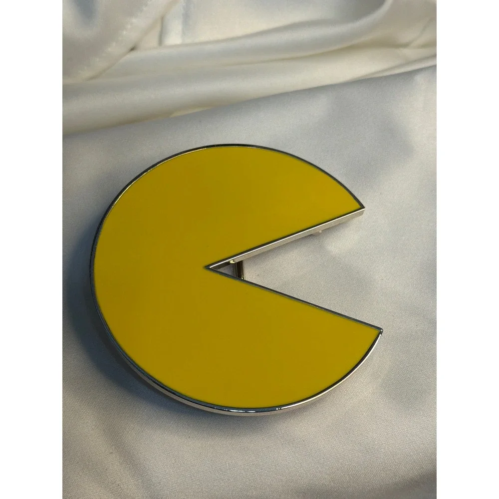 Pac-Man Yellow Enamel Belt Buckle 2007 Namco Bandai Games Retro Arcade Gaming